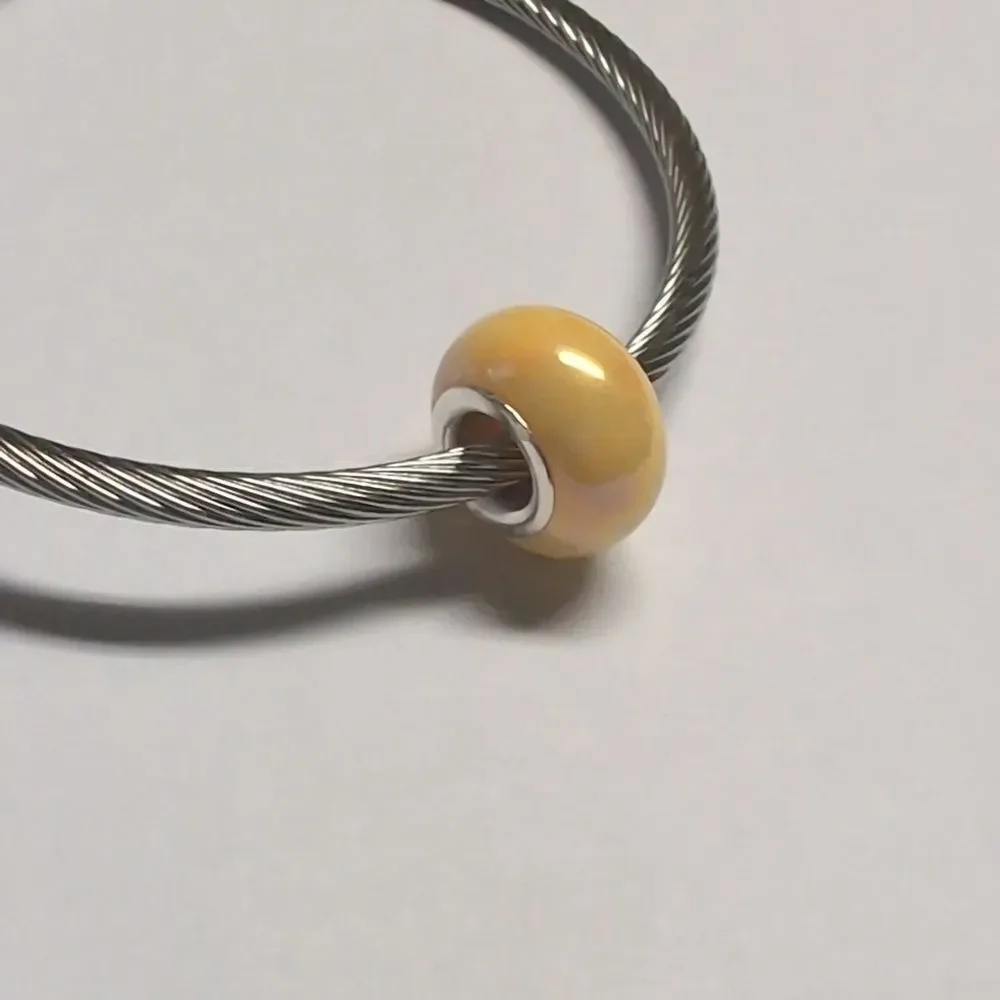 Yellow Pearlesque Charm for Pandora‎ Style Bracelet